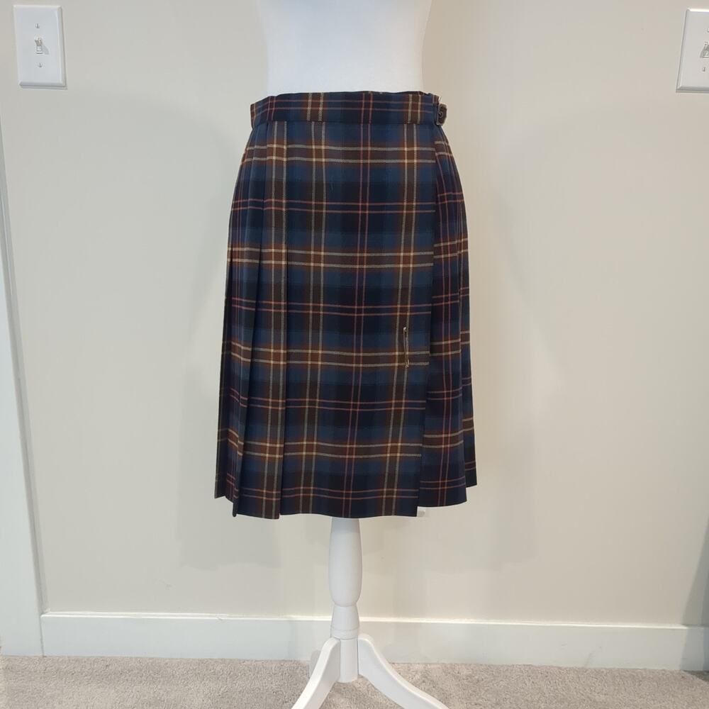Talbots Wool Vintage Women's 10 Pleated Wrap Skirt Tartan Plaid Preppy Academia